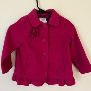 Adorable Circo girl’s Bright Pink peacoat with ruffles Sunday outfit size 4T